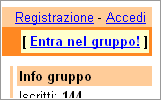 [screenshot dei pulsanti per effettuare login e accedere ad un gruppo di yahoogroups]